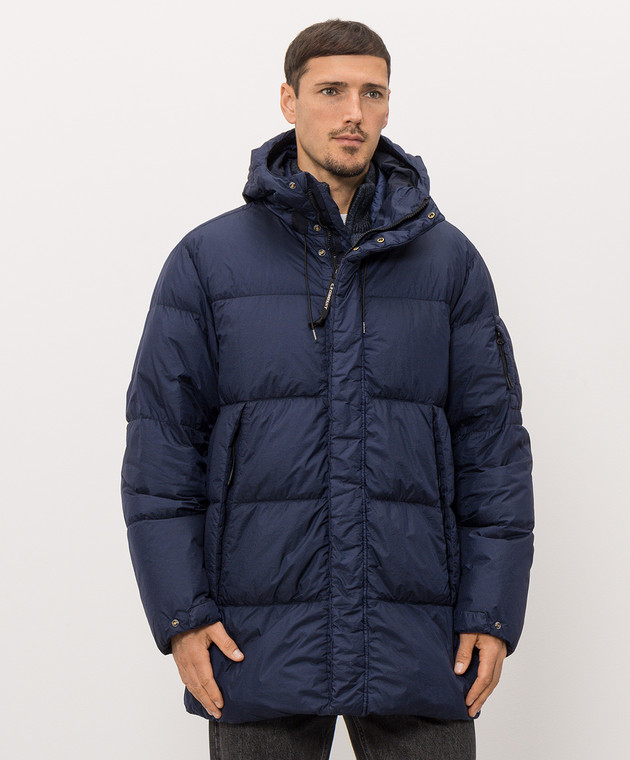 C.P. Company Синий пуховик с логотипом патча MOW217A110655G изображение 3