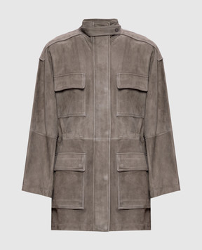 Brunello Cucinelli Замшевая куртка цвета хаки с цепочкой мониль MPCAI7853