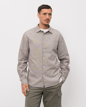 Woolrich Коричнева сорочка з льоном у візерунок CFWOSI2015MRUT3977