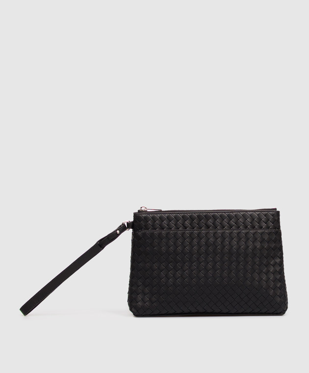 Bottega Veneta Чорний шкіряний клатч 876093V0010