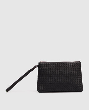 Bottega Veneta Черный кожаный клатч 876093V0010