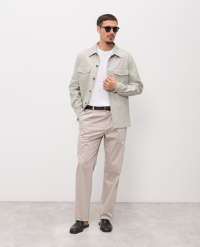 Agnona Зелена куртка в стилі сорочки з льону TS09U1YU3047