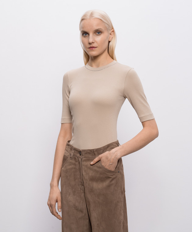 Brunello Cucinelli Бежевый топ с цепочкой мониль MPTC8BJ310 изображение 3