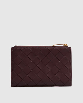 Bottega Veneta Бордовый кожаный портмоне Intrecciato 749940VCPP6