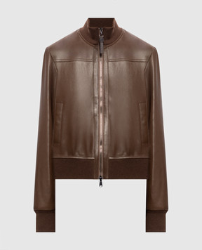 Brunello Cucinelli Коричневая кожаная куртка MPNMO7483P
