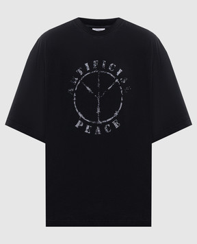 Vetements Чорна футболка з принтом MH27TR189Bw