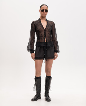 Ann Demeulemeester Черные шорты Ante из шелка с кружевом B0013990FA731