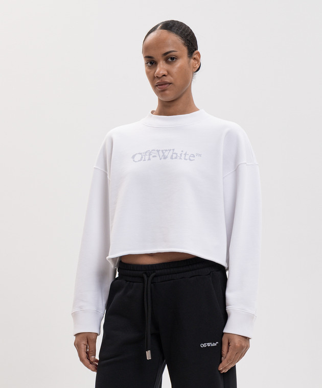 Off-White Білий укорочений світшот City Nature 2FE00514T зображення 3