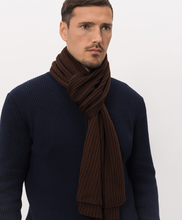 Cashmere&Whiskey Коричневый шарф из шерсти мериноса 140 изображение 2