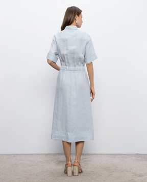Peserico Блакитна сукня з льону з ланцюжком моніль S0241602647