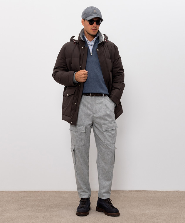 Brunello Cucinelli Синій джемпер з кашеміру на блискавці M2200124 зображення 2