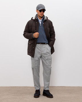 Brunello Cucinelli Синій джемпер з кашеміру на блискавці M2200124