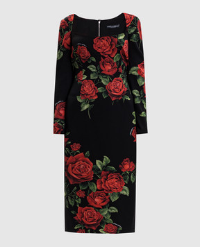 Dolce&Gabbana Чорна сукня міді з шовком F6AWBTFSA9R