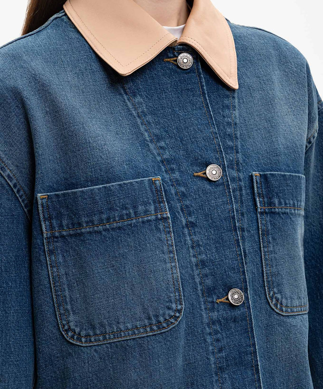 Dondup Синяя джинсовая куртка с контрастным воротником DJ759DF0283DMN1W изображение 5