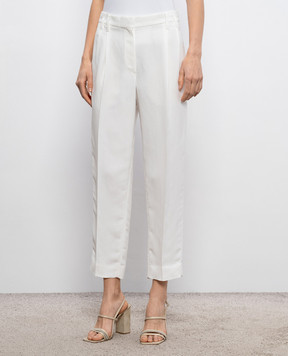 Brunello Cucinelli Білі штани з льоном з ланцюжком моніль MH126P8292