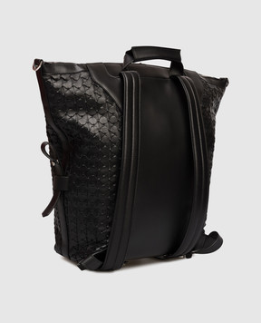 Serapian Чорний шкіряний рюкзак з логотипом SRMOSMLL732730A001
