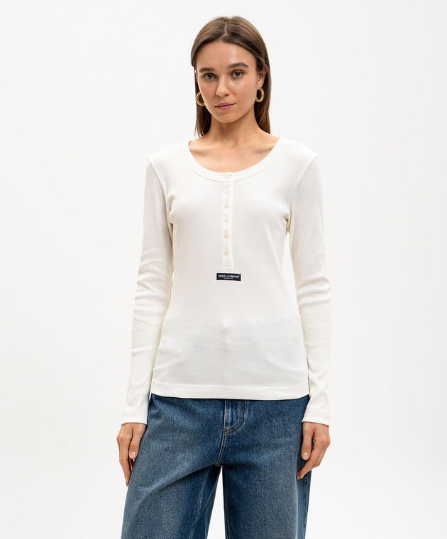 Dolce&Gabbana Лонгслів кольору айворі з ґудзиками F8W44TFU7AV зображення 3