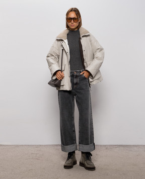 Brunello Cucinelli Серый топ в рубчик M9A822204