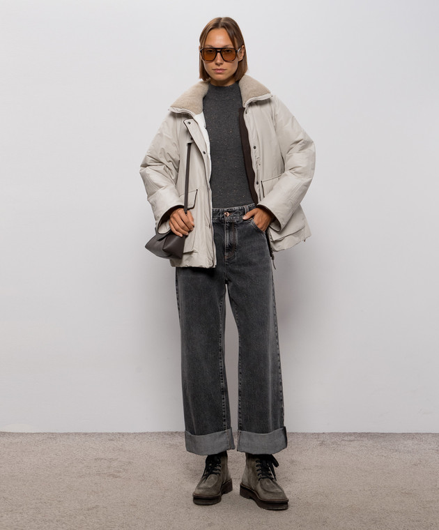 Brunello Cucinelli Серый топ в рубчик M9A822204 изображение 2