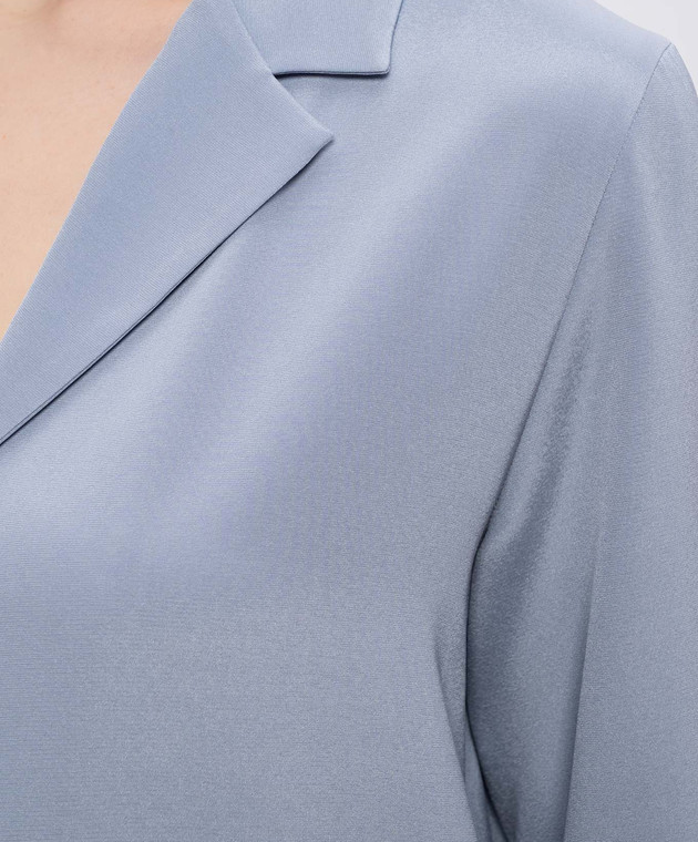 Max Mara Синяя блуза с шелком MXPAEDO изображение 4