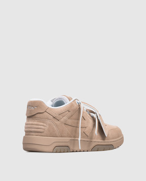 Off-White Коричневые замшевые кроссовки Out Of Office с логотипом OMIA189F25LEA009