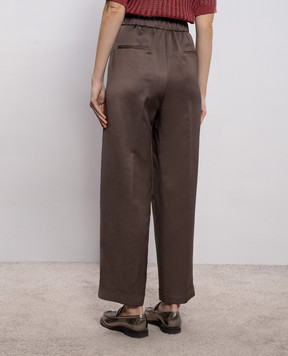 Peserico Коричневі штани з льоном A0403601926