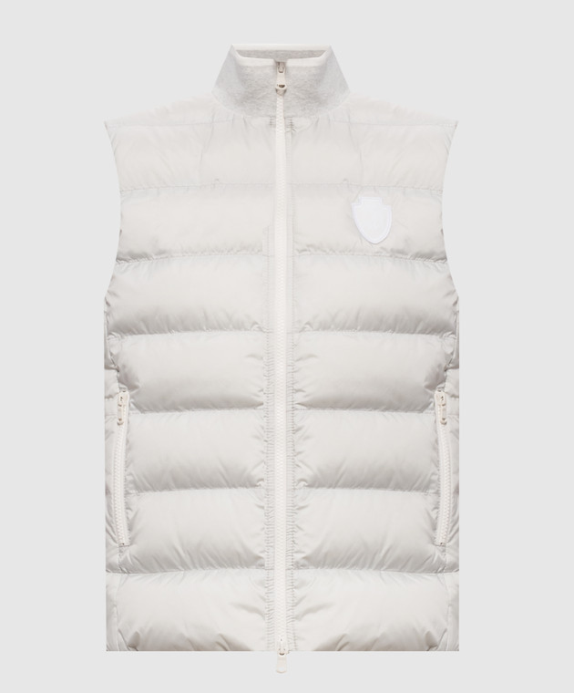 Brunello Cucinelli Сірий пуховий жилет з нашивкою емблеми MD5983306