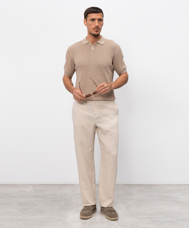 Agnona Бежевые брюки из льна T711U7YU3049 изображение 2