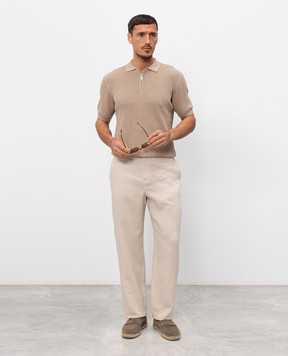 Agnona Бежеві штани з льону T711U7YU3049