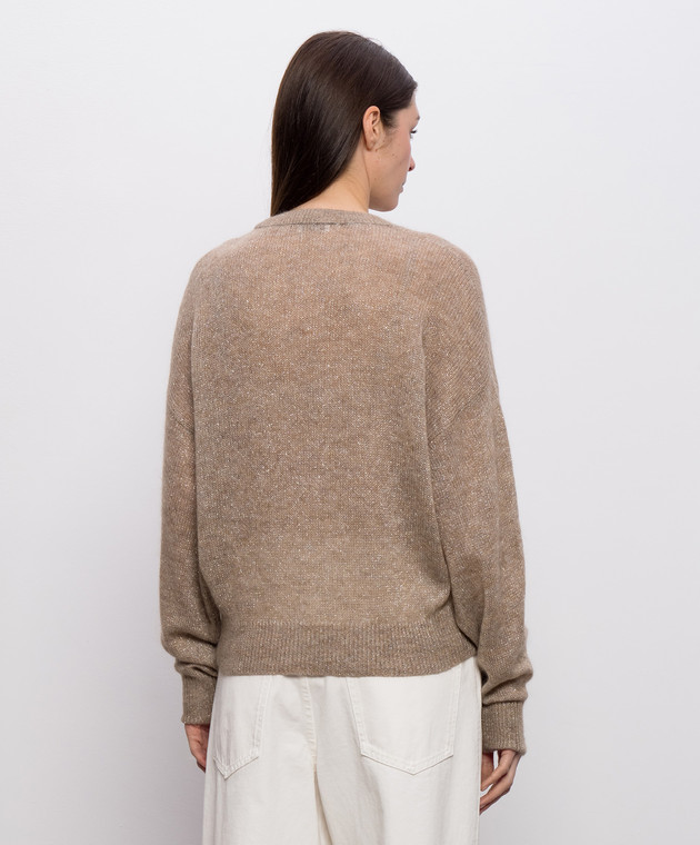 Brunello Cucinelli Бежевый джемпер с шерстью с люрексом MBG775520P изображение 4