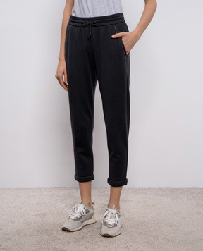 Brunello Cucinelli Серые спортивные брюки с шелком MD828SB899
