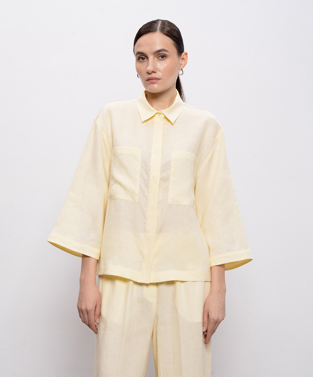 Peserico Желтая рубашка из льна S0600202647 изображение 3