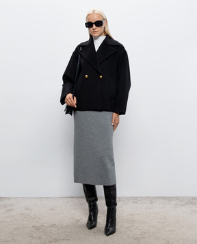 Max Mara Чорне двобортне пальто TSNOB з вовни MSTSNOB