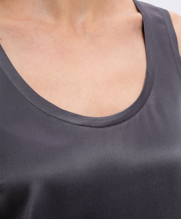 Brunello Cucinelli Серый топ из шелка MPC59E0600 изображение 5