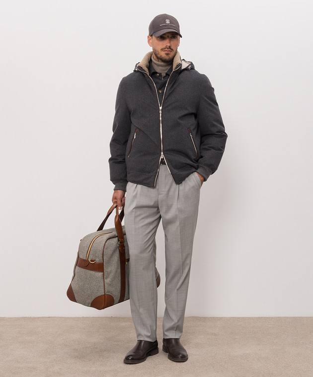 Brunello Cucinelli Серая рубашка из шерсти с побегами MY6660731 изображение 2
