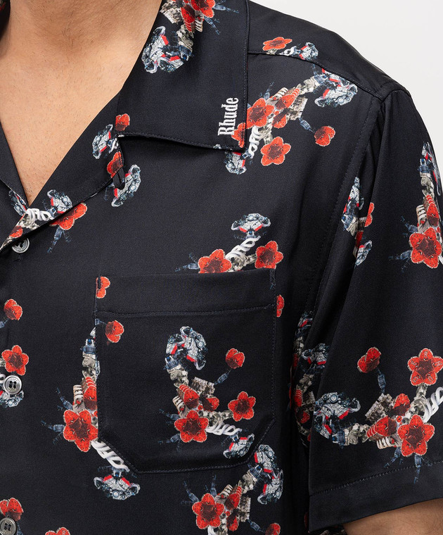 Rhude Черная рубашка с принтом RHSS26SR04358 изображение 5