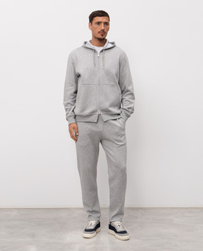 Brunello Cucinelli Сірі меланжеві спортивні штани MM8313243G