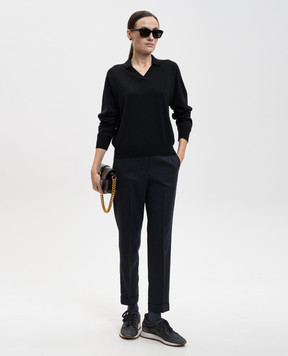 Peserico Черный пуловер из шерсти с воротником-поло S99426F1809770