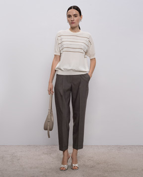 Peserico Білий топ з ланцюжком моніль A99088F149234S