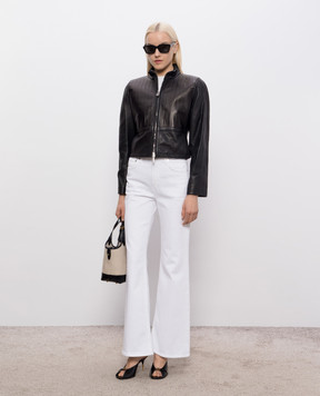 Versace Черная кожаная куртка с тиснением логотипа 10247461A17483
