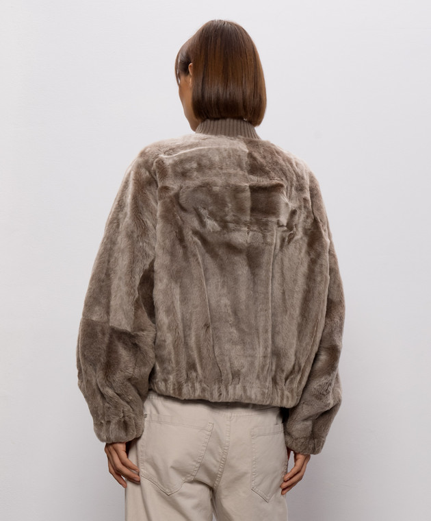 Brunello Cucinelli Коричневая дубленка с цепочкой мониль MPMRA3351 изображение 4