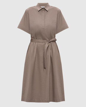 Peserico Коричнева сукня-сорочка з ланцюжком моніль A0253901979