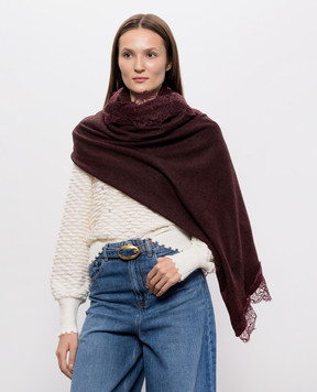 Twinset Бордовый шарф с кружевом 262TO5570