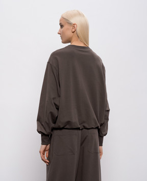 Brunello Cucinelli Коричневий світшот з брендовим принтом MH827HZ500