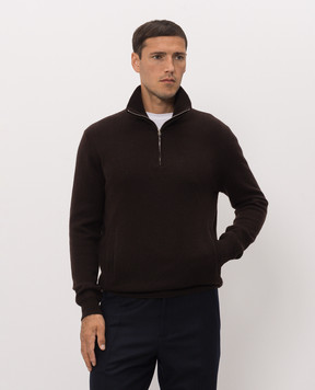 Brett Johnson Коричневий светр з кашеміру з блискавкою FW26K30LPCHCAC
