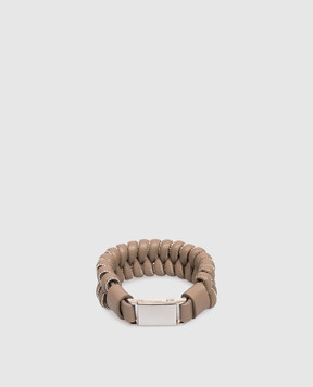 Peserico Коричневий шкіряний браслет з ланцюжком моніль E35519C0CC818