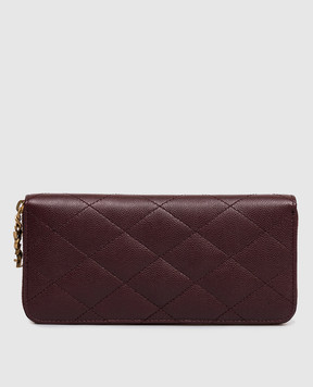 Saint Laurent Бордовый кожаный кошелек с геометрической стежкой 862485AAGA8
