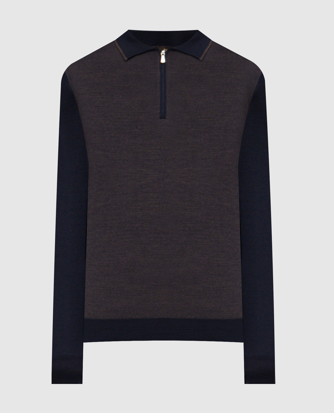 Синее поло из шерсти