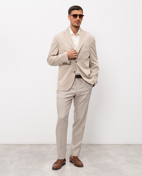 Peserico Бежеві штани з вовни у віндзорську клітинку R5422302721