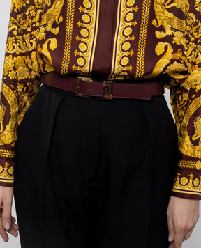 Versace Бордовий шкіряний ремінь Greca Goddess 1022358DV3T